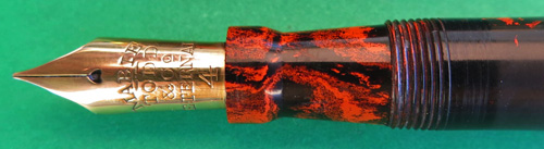 SWAN SELF-FILLING RINGTOP PEN IN RED/BLACK SWIRLED PATTERN